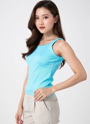 Débardeur stretch sans manche bleu KAFFE femme