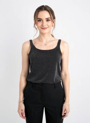 Débardeur stretch sans manche noir KAFFE femme