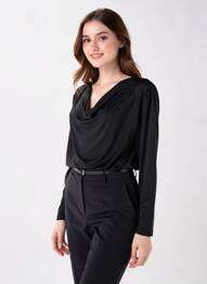 Top tissage crêpe manches longues noir KAFFE femme