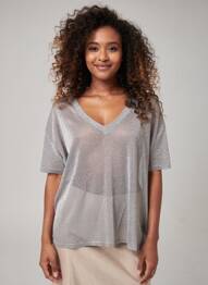 Top manches courtes manches courtes gris KAFFE femme