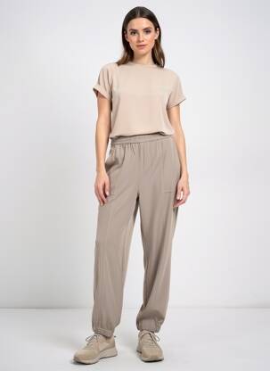 Pantalon droit taille élastique beige KAFFE femme