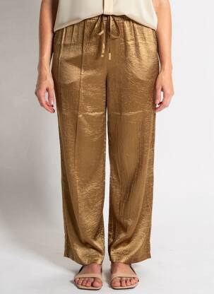 Pantalon droit taille élastique or SEE U SOON femme
