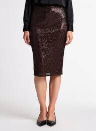 Jupe mi-longue taille élastique marron IN WEAR femme