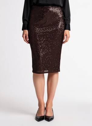 Jupe mi-longue taille élastique marron IN WEAR femme