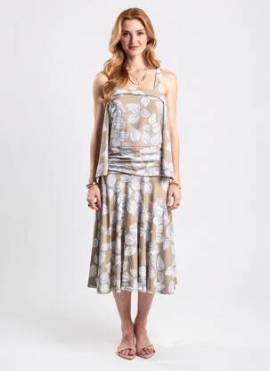 Robe mi-longue manches 3/4 manches 3/4 vert MULTIPLES femme