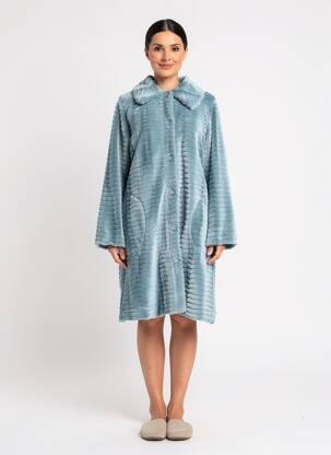 Robe de chambre col chemisier bleu PASTUNETTE femme