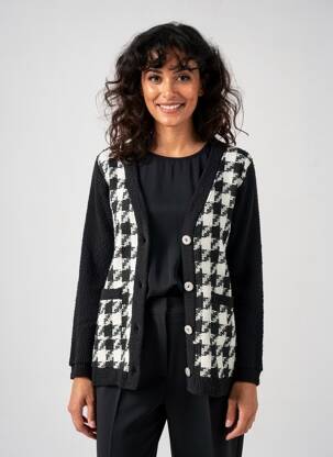 Gilet manches longues fermeture boutonnée sur le devant noir MALOKA femme
