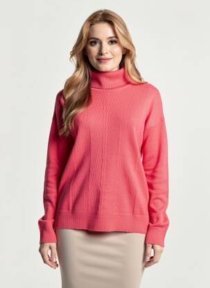 Pull coupe droite manches longues rose CECIL femme