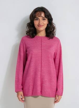 Pull coupe droite manches longues rose CECIL femme