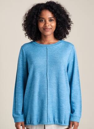 Pull coupe droite manches longues bleu CECIL femme