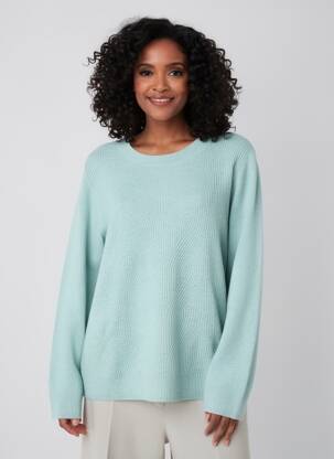 Pull coupe droite manches longues vert CECIL femme