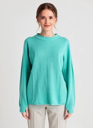 Pull coupe droite manches longues vert CECIL femme
