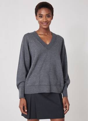 Pull col v manches longues gris CECIL femme