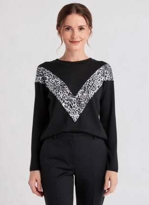 Pull coupe cintrée manches longues noir MALOKA femme