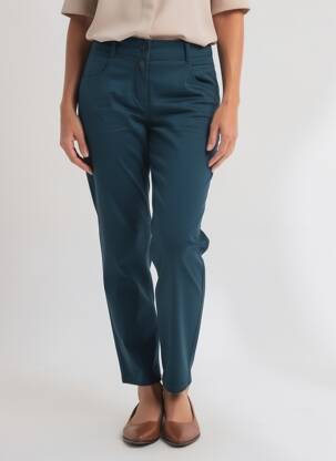 Pantalon slim tissage popeline taille normale bleu CECIL femme