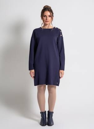 Robe pull coupe droite manches longues bleu C'EST BEAU LA VIE femme