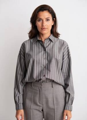Chemisier coupe droite manches longues marron HOD femme