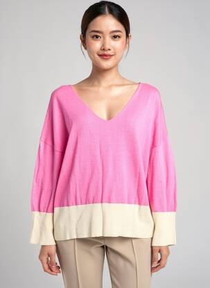Pull coupe droite manches longues rose DIPLODOCUS femme