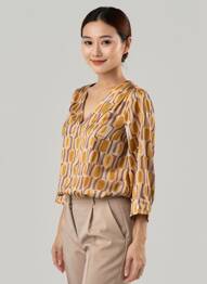 Blouse tissage popeline manches 3/4 orange FLIRT femme