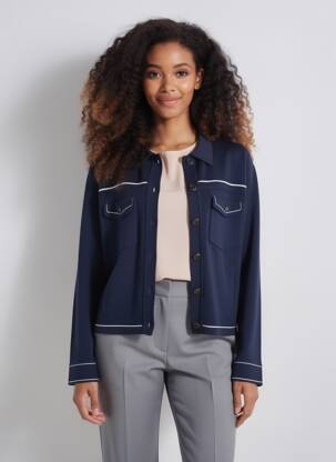 Gilet manches longues fermeture boutonnée sur le devant bleu FIVE femme
