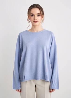Pull coupe droite manches longues bleu JC.SOPHIE femme