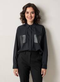 Chemisier coupe droite manches longues noir EVA KAYAN femme