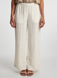 Pantalon flare taille élastique blanc MAISON HOTEL femme