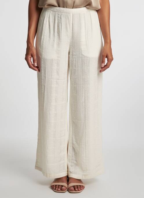 Pantalon flare taille élastique blanc MAISON HOTEL femme