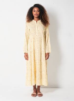 Robe longue manches longues manches longues beige MAISON HOTEL femme