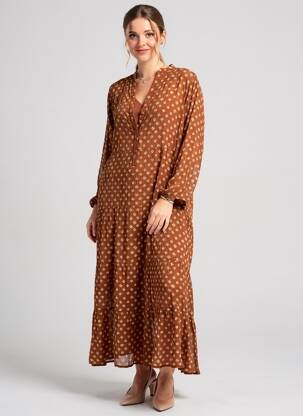 Robe longue manches longues manches longues marron MAISON HOTEL femme