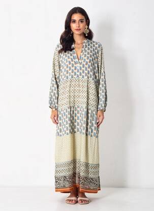 Robe longue manches longues manches longues beige MAISON HOTEL femme