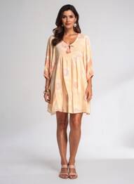 Robe courte manches 3/4 manches 3/4 orange MAISON HOTEL femme