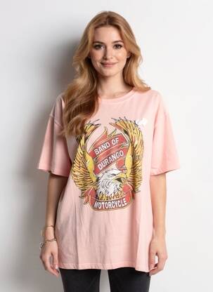 T-shirt sérigraphie floquée manches courtes rose NEWTONE femme