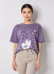 T-shirt coupe droite manches courtes violet NEWTONE femme