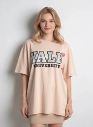T-shirt sérigraphie floquée manches courtes rose NEWTONE femme