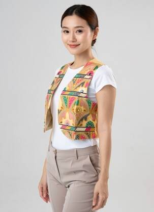 Gilet sans manche coupe cintrée beige MAISON HOTEL femme