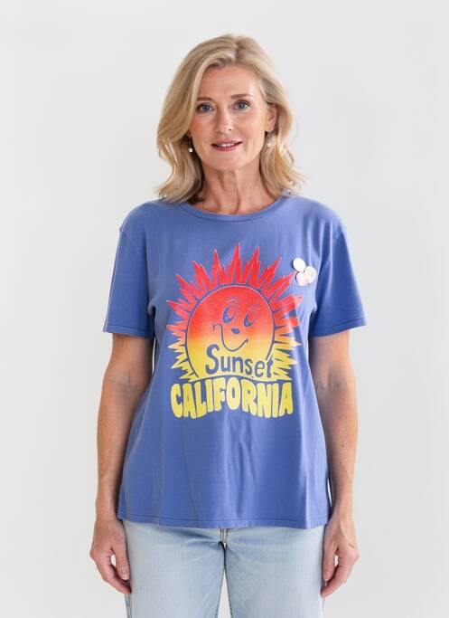 T-shirt imprimé fantaisie manches courtes bleu NEWTONE femme