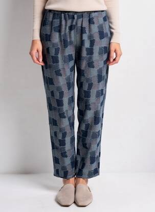 Pantalon 7/8 taille élastique taille normale bleu THE CORNER femme