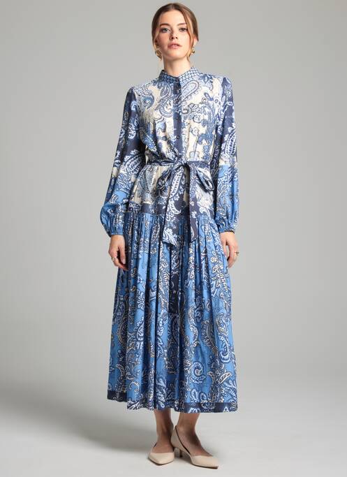 Robe longue manches longues manches longues bleu MISS JUNE femme