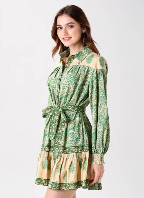 Robe courte manches longues manches longues vert MISS JUNE femme