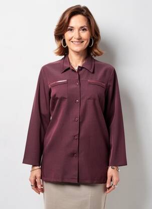 Chemisier coupe droite manches longues violet ATLANTA femme