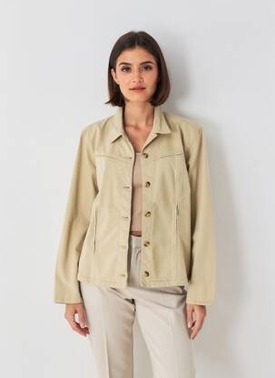 Veste casual coupe droite beige TK DENIM femme