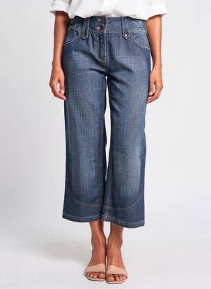 Pantacourt coupe droite taille normale bleu STK femme