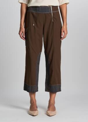 Pantacourt coupe droite taille normale marron ATLANTA femme