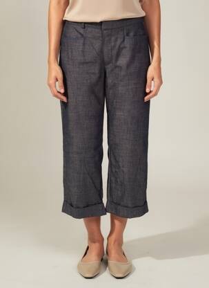 Pantacourt coupe droite taille normale bleu STK femme