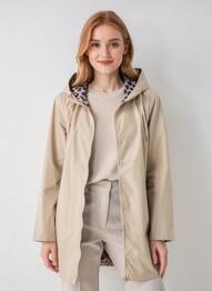 Imperméable fermeture zippée sur le devant a capuche beige LAURA JO femme