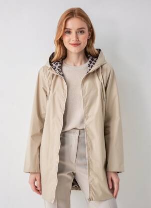 Imperméable fermeture zippée sur le devant a capuche beige LAURA JO femme