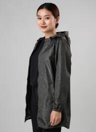 Imperméable fermeture zippée sur le devant a capuche noir ESCANDELLE femme