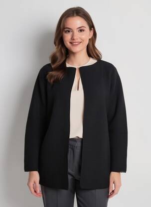 Gilet manches longues col rond noir AN' GE femme