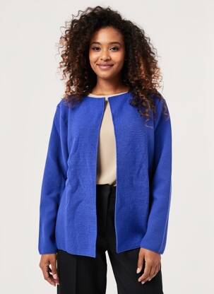Gilet manches longues col rond bleu AN' GE femme